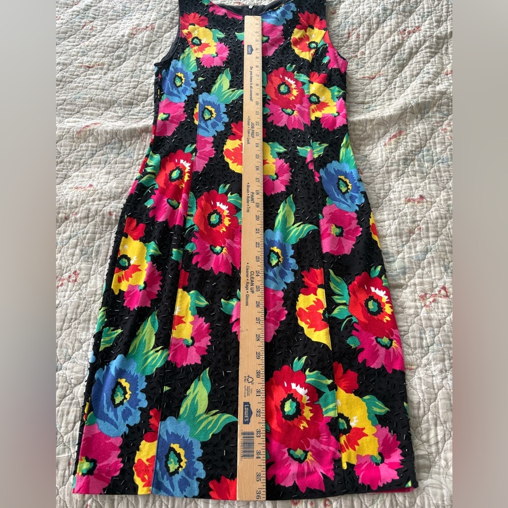 Adrienne Vittadini Black Midi Dress with Vibrant Floral Print - Picture 5 of 8